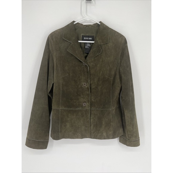 Brandon Thomas Jackets & Blazers - Brandon Thomas Women's Hunter Green Suede Leather Blazer Jacket Size L